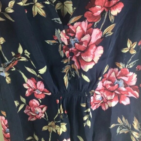 Joie Women's Navy Floral CRISBELL Silk Flutter Sleeve Blouse, Size Medium - Picture 5 of 9